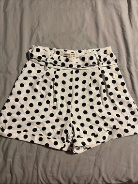 Polka Dot High-Waist Shorts in White and Black
